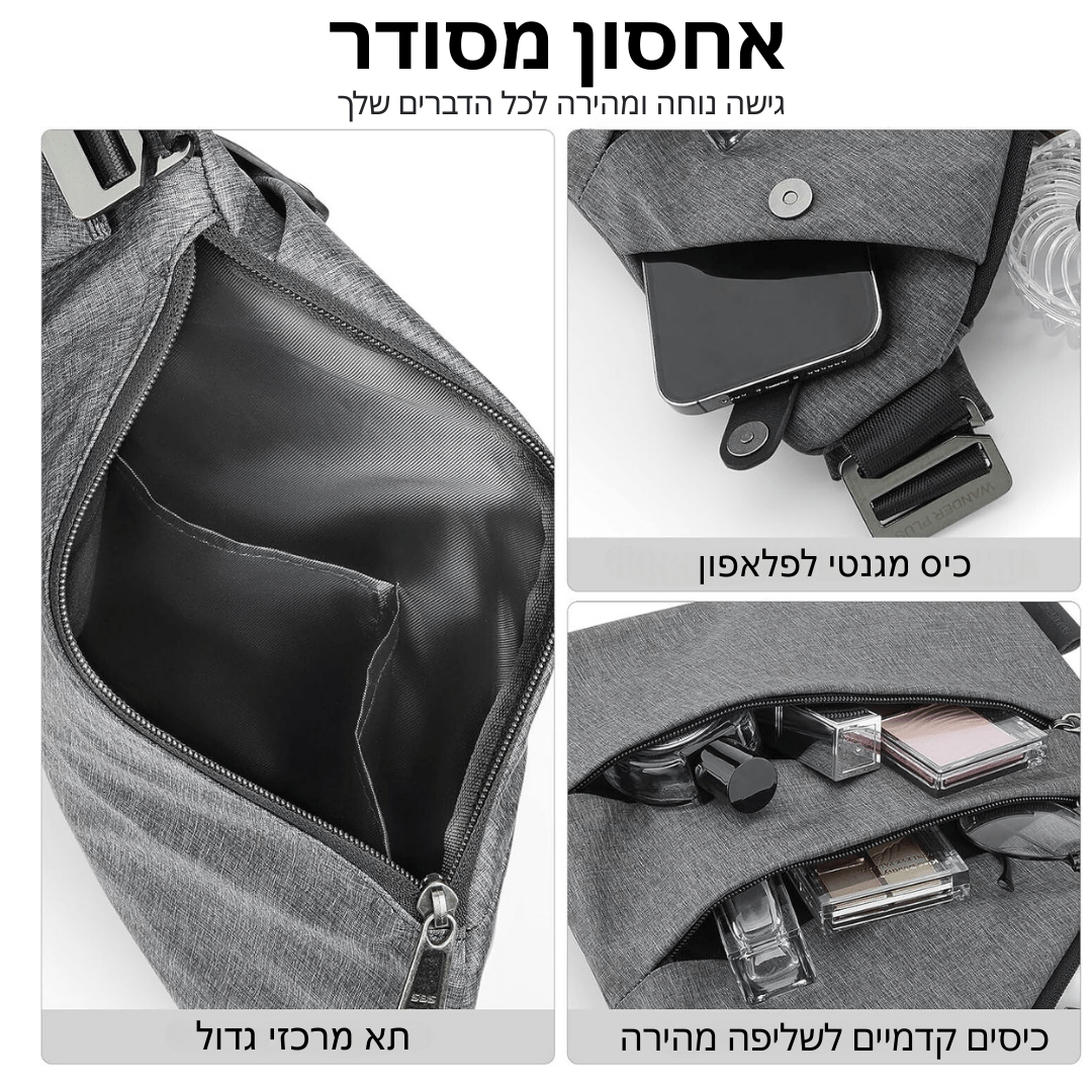 SafeBag ™ - תיק צד חדשני ששומר על החפצים שלך בטוחים מכייסים